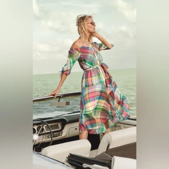 Ralph Lauren | Dresses | Ralph Lauren Plaid Off The Shoulder Dress |  Poshmark